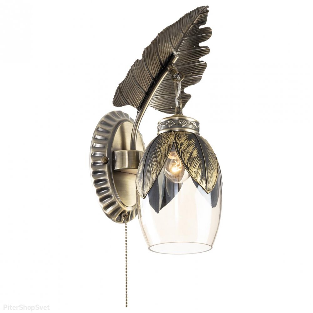 Настенный светильник с листьями и подвесным плафоном «Garuda» CL420313
