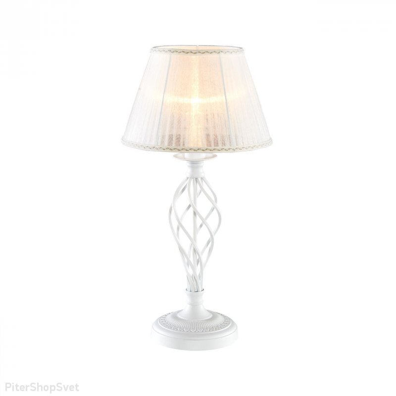 Белая настольная лампа с текстильным абажуром «Ровена» CL427810