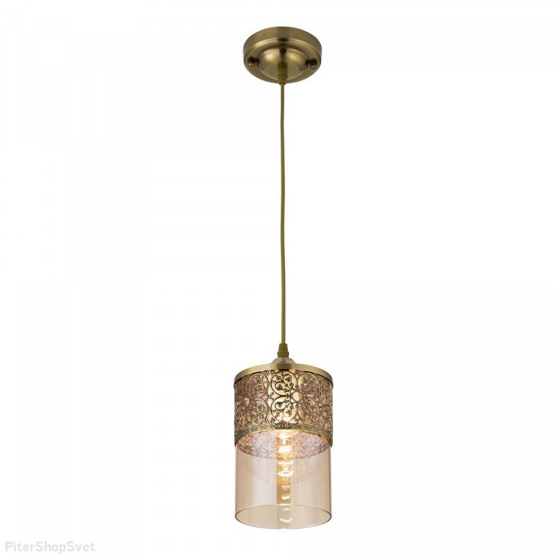 Подвесной светильник с плафоном цилиндр (бронзовый/шампань) «Эмир» CL467013