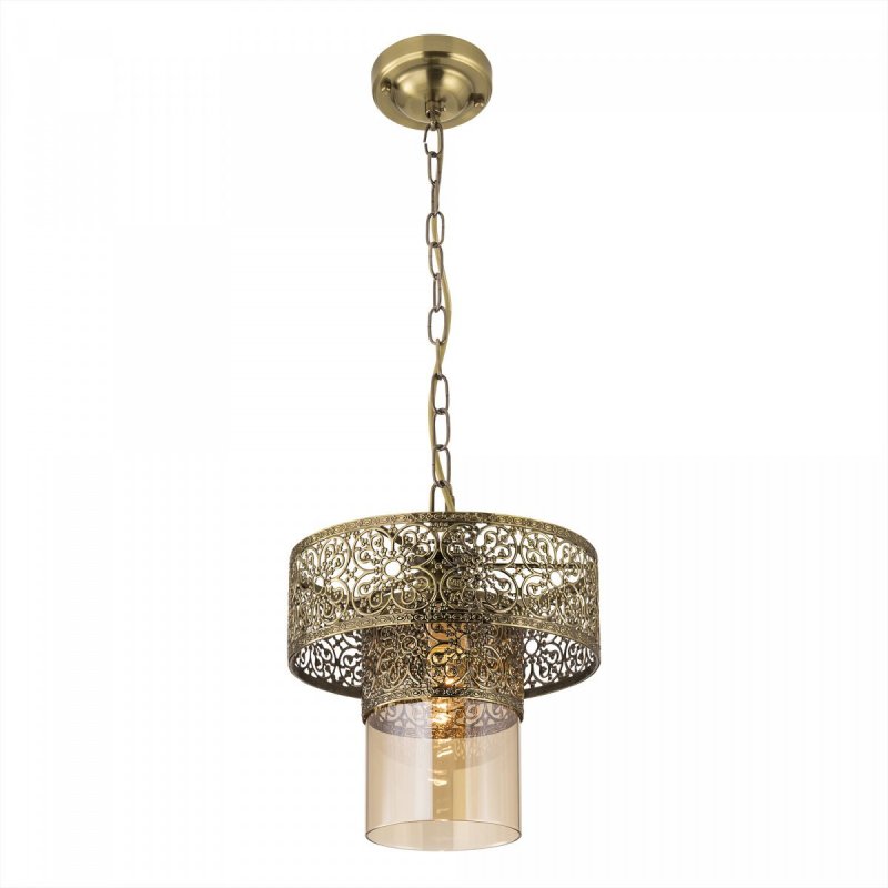Подвесной светильник бронзового цвета с плафоном шампань «Эмир» CL467133