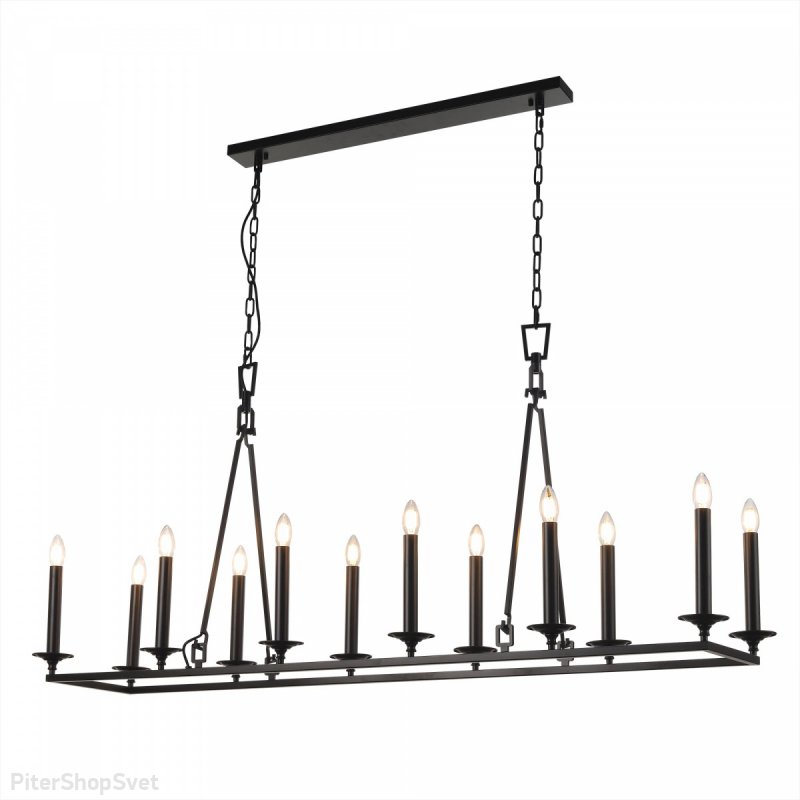 Чёрная длинная подвесная люстра со свечами «Маркиз» CL471265