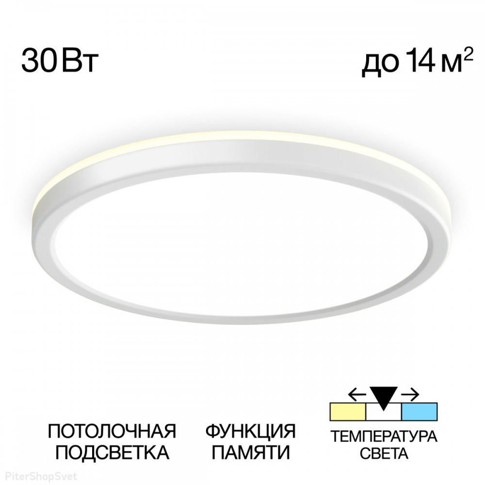 30см 30Вт белый круглый настенно-потолочный светильник с подсветкой «Basic Line» CL738240VL