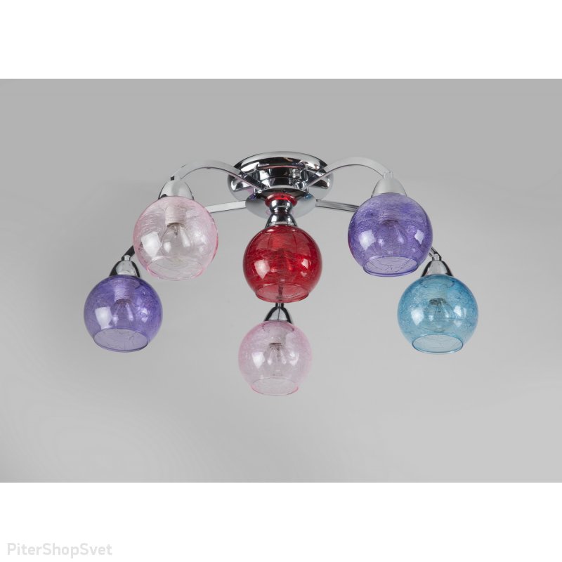 Потолочная люстра с разноцветными плафонами 72302/6C