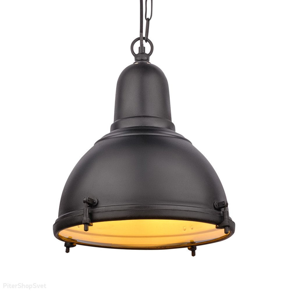 Чёрный купольный подвесной светильник из латуни со стеклом PL-30135