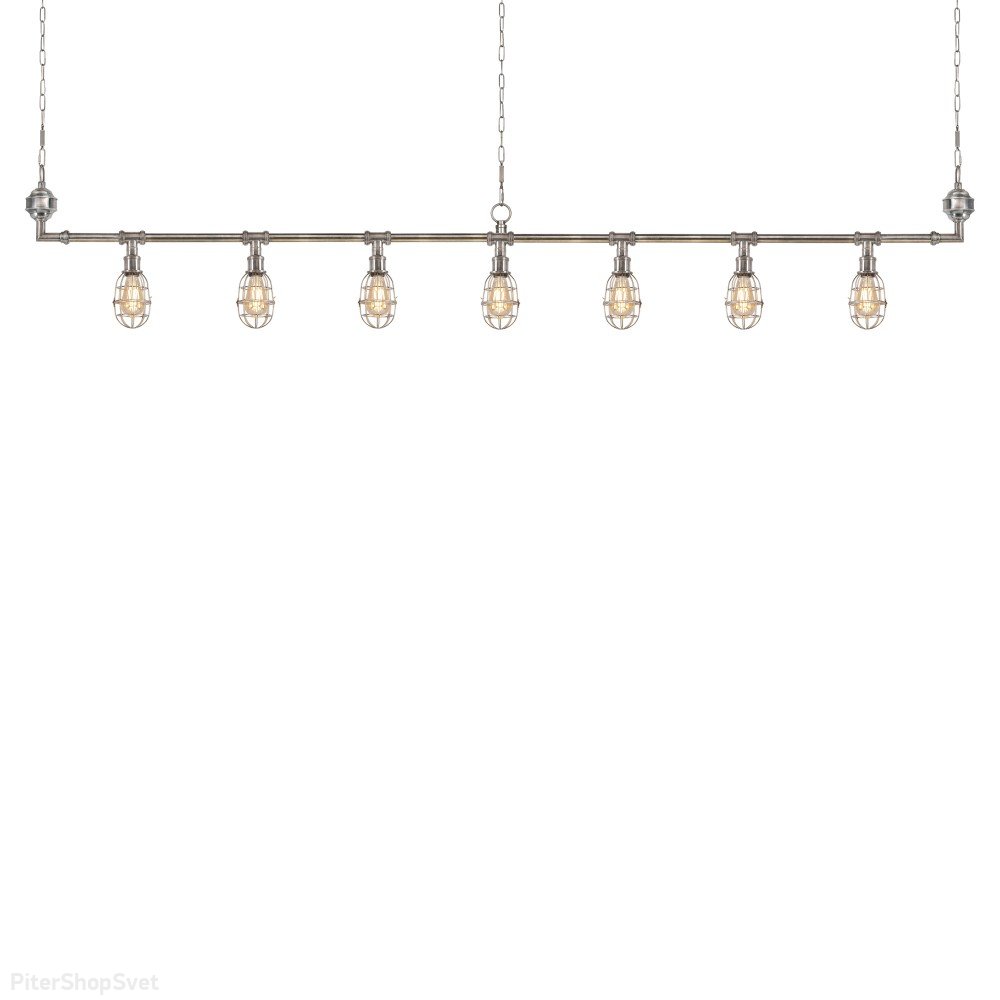 Длинный подвесной светильник из латуни цвета состаренное серебро PL-51558