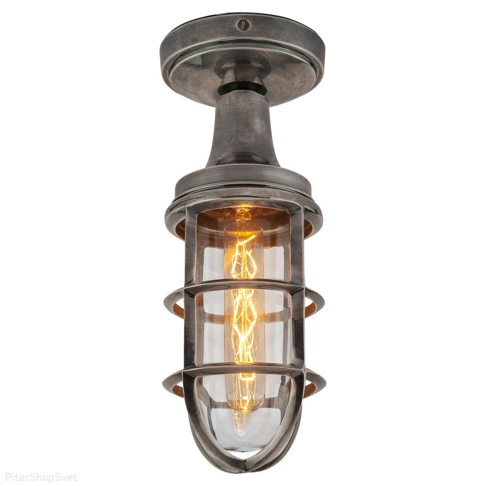 Уличный потолочный светильник из латуни цвета состаренное серебро PL-51685