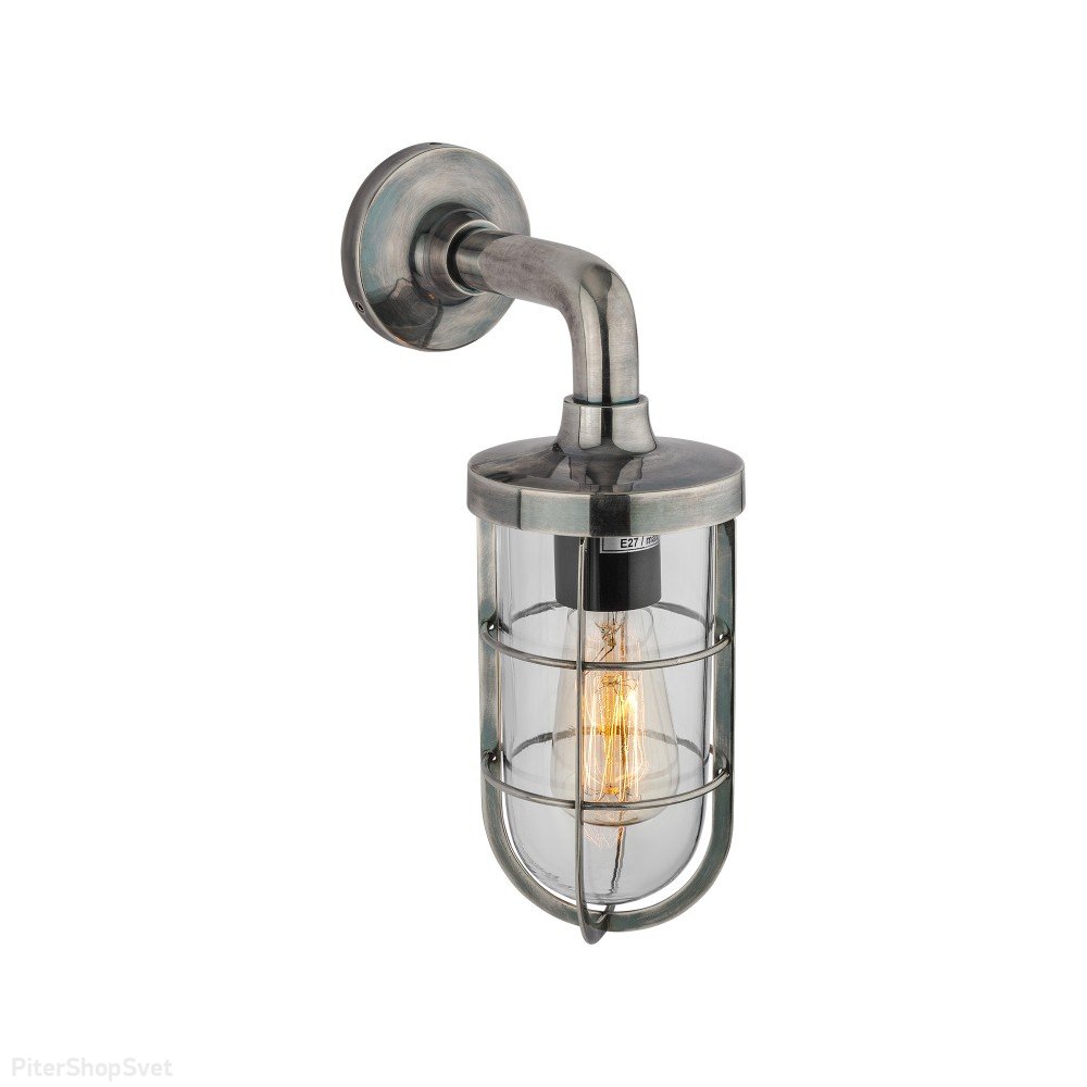 Уличный настенный светильник из латуни, цвет состаренное серебро WL-59854