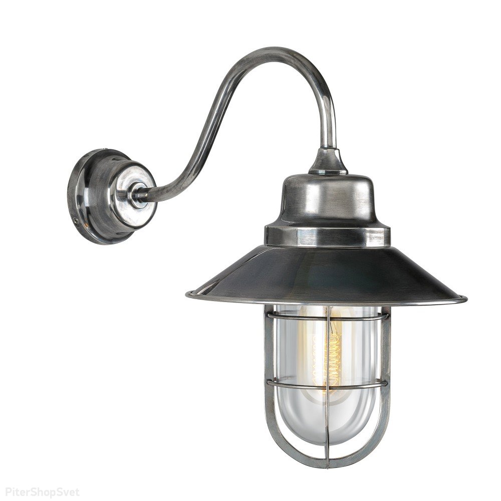 Уличный настенный светильник из латуни, цвет состаренное серебро WL-59855
