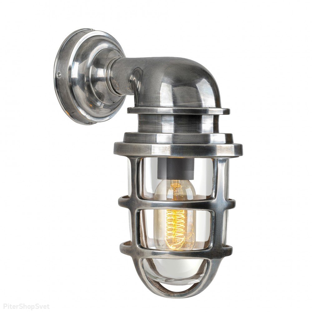 Уличный настенный светильник из латуни, цвет состаренное серебро WL-59895