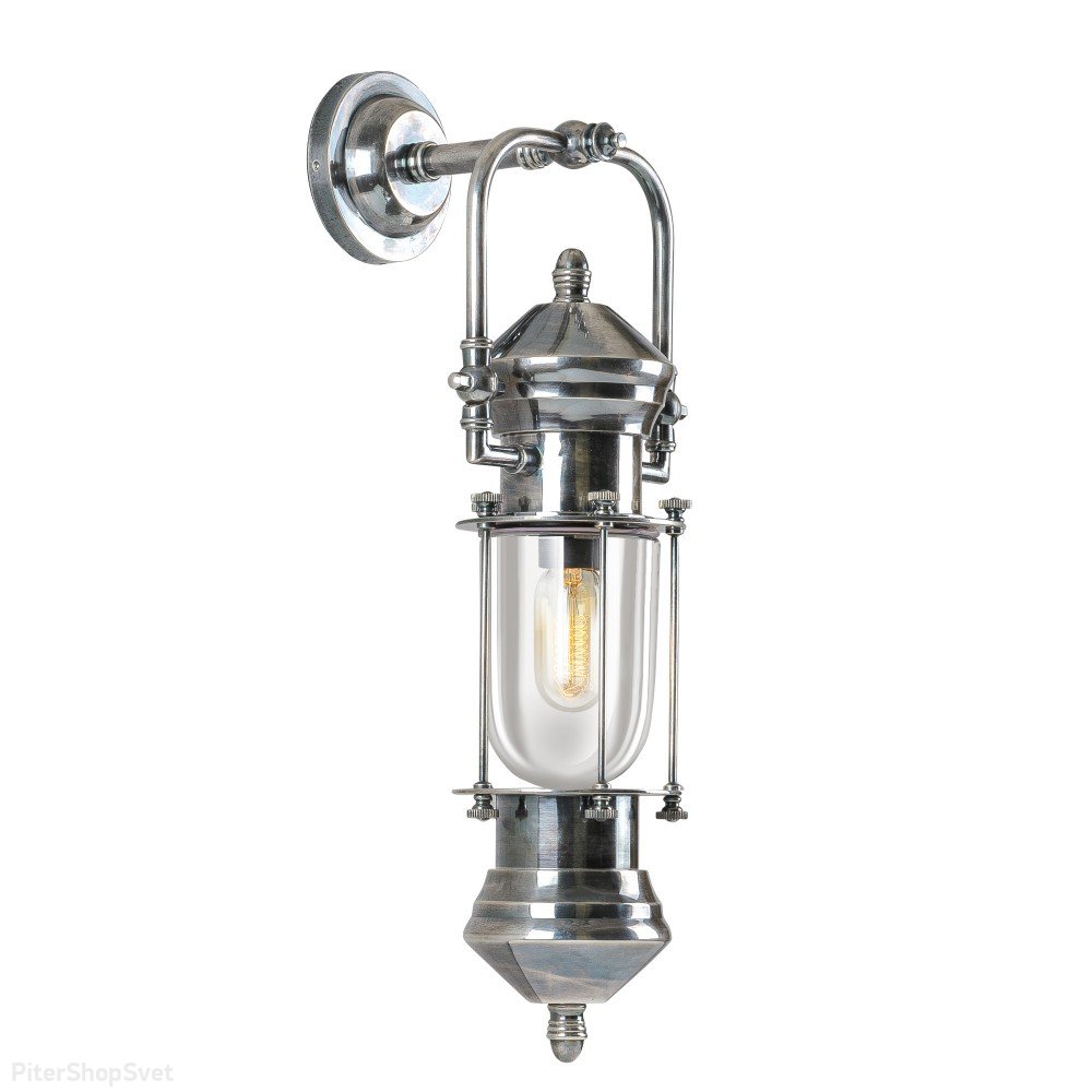 Уличный настенный светильник из латуни, цвет состаренное серебро WL-59951
