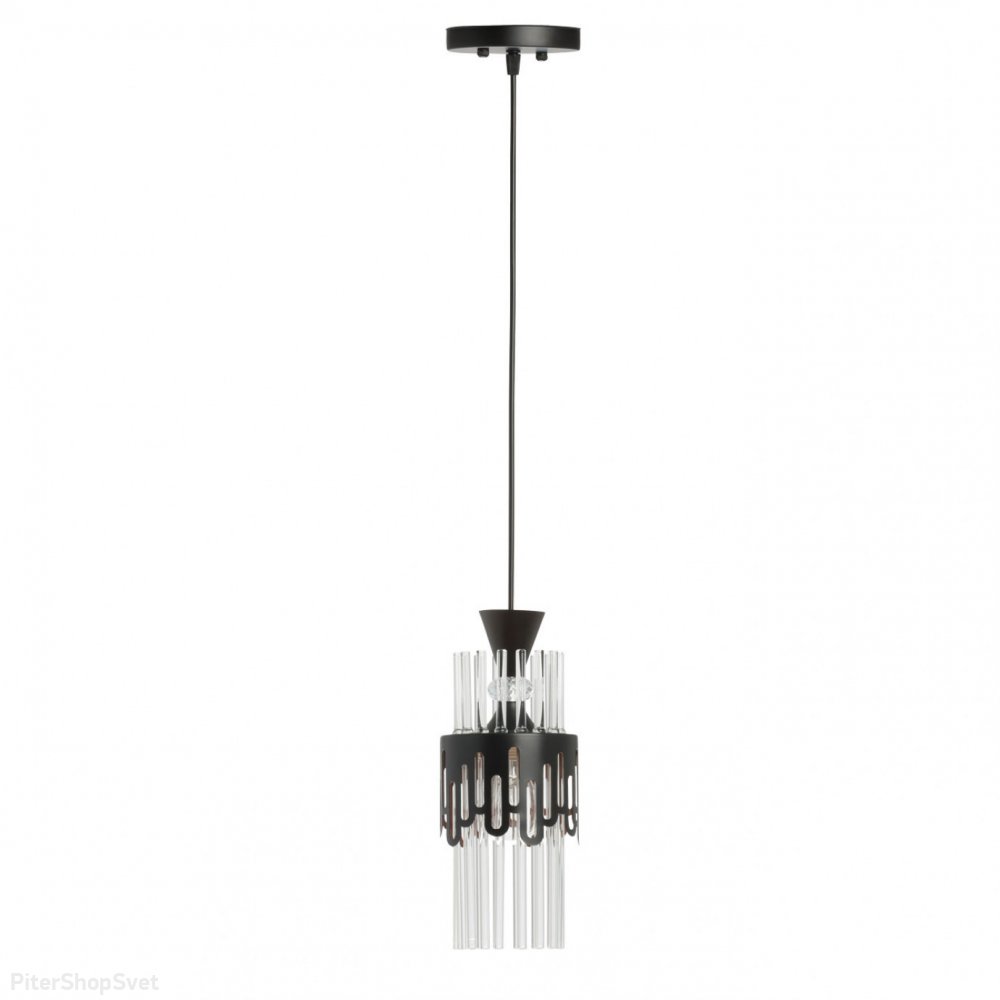 Чёрный подвесной светильник со стеклянными палочками «Соло» 112010701