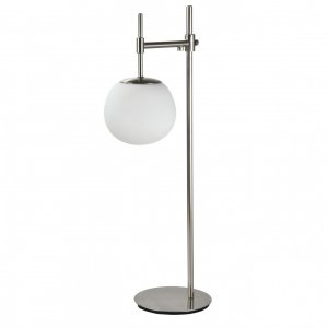 Настольная лампа цвета никеля с белым плафоном шар «Каспер»
