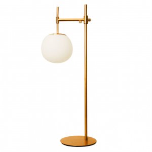 Настольная лампа цвета латуни с белым плафоном шар «Каспер»