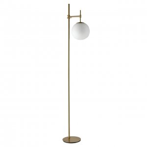 Напольный торшер цвета латуни с плафоном шар «Каспер»