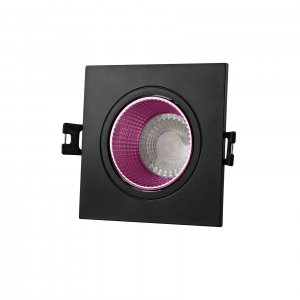 Чёрно-розовый квадратный встраиваемый светильник