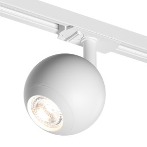 Белый однофазный трековый светильник шар «Omra»