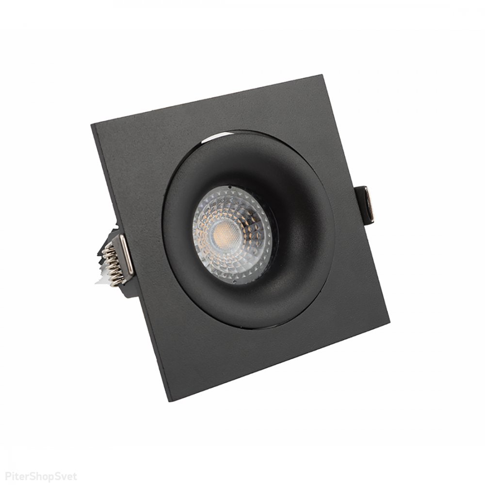 Чёрный квадратный встраиваемый поворотный светильник «Roto» DK2121-BK