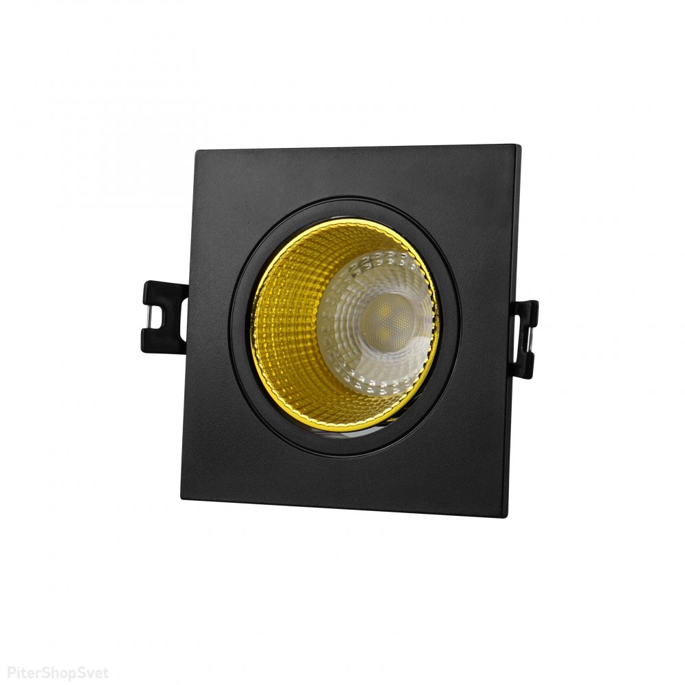 Чёрно-жёлтый квадратный встраиваемый светильник DK3071-BK+YE