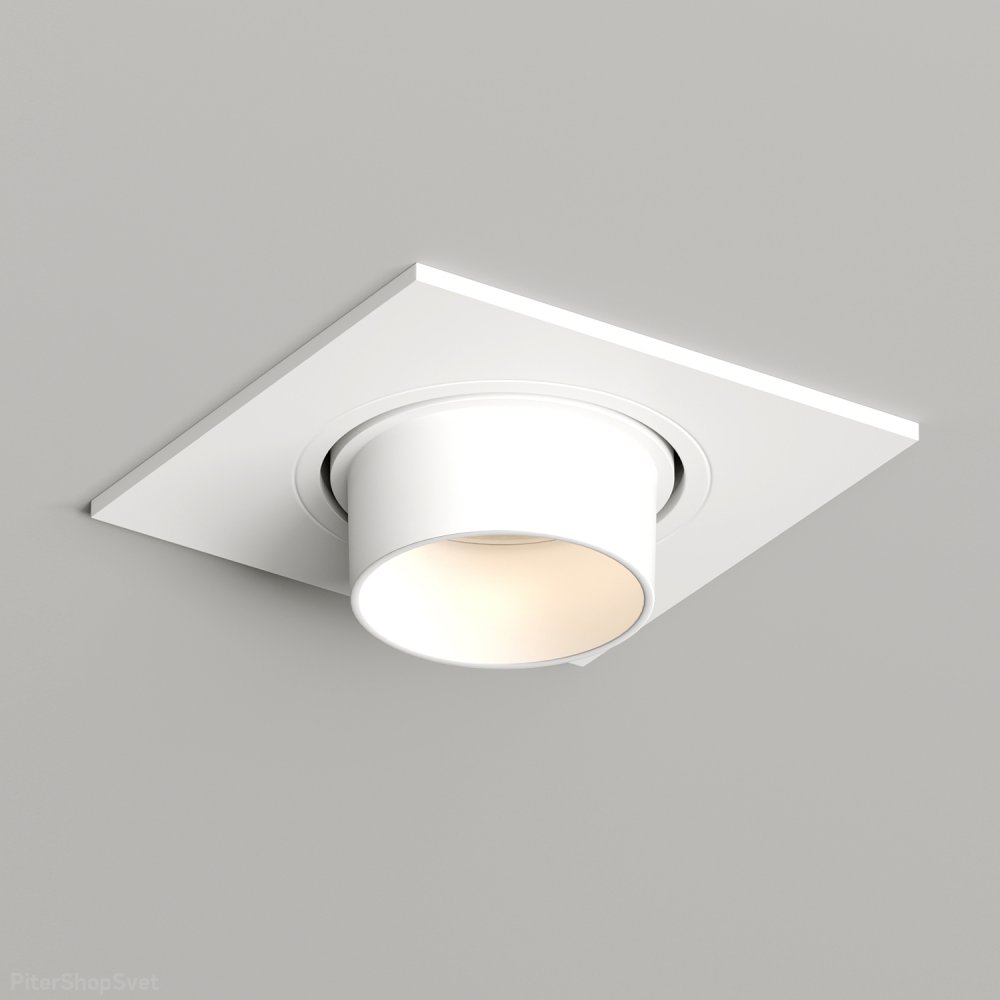 Белый квадратный встраиваемый выступающий светильник «Rond» DK3121-WH