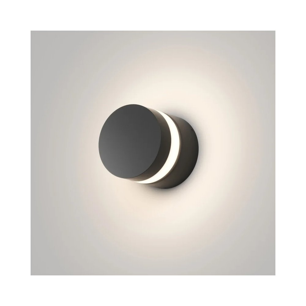 Круглый уличный настенный светильник подсветка 12см 12Вт 3000К «VEGA» DK9810-BK