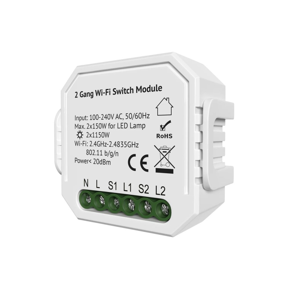 Двухканальное Wi-Fi реле-выключатель RL1002-SM/1