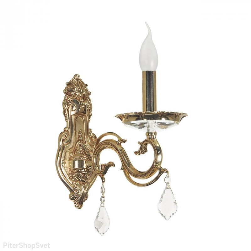 Настенное бра свеча с хрустальными подвесками Castella E 2.1.1.600 GH