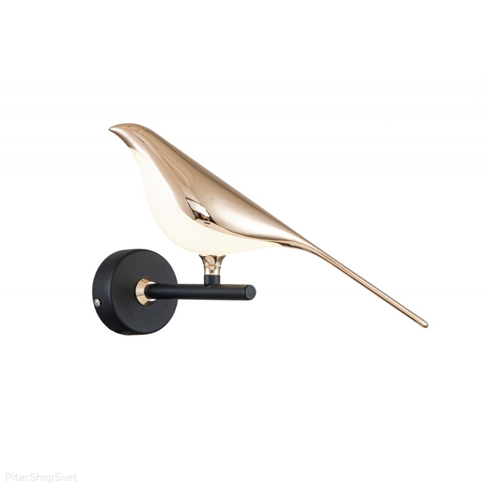 Чёрно-золотой настенный светильник птица 6Вт 4000К «SUMMER» 1188/06 AP-6