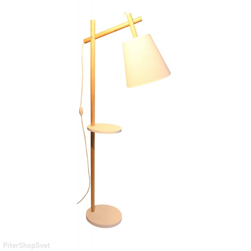 Деревянный торшер со столиком «Каро» 182-51-11/F