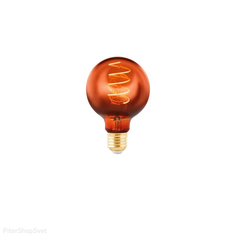 Декоративная диммируемая лампочка Е27 4Вт 2000К медного цвета «G80» 11882