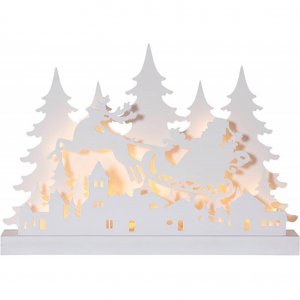 Деревянная световая композиция Санта Клаус над городом «GRANDY»