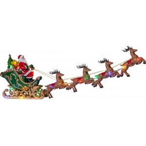 Световая фигурка на батарейках Санта Клаус в санях с оленями «DEERVILLE»