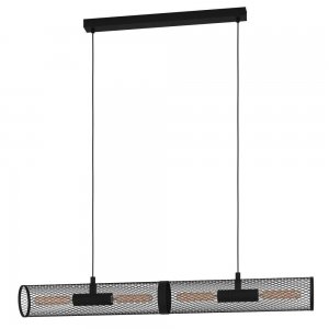 Чёрный длинный подвесной светильник цилиндр сетка «Redcliffe»
