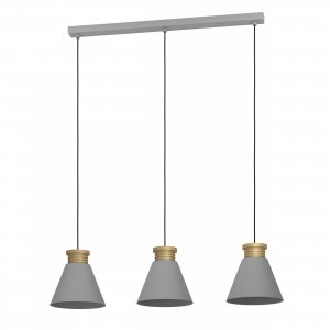 Тройной подвесной светильник на длинном основании, серый/золотой «Twicken»