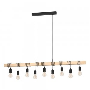 Длинный светильник с подвесами на деревянной балке «Townshend»