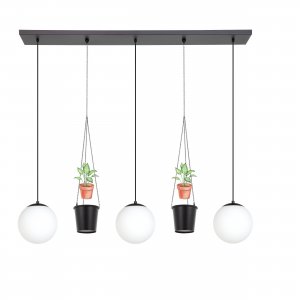 Тройной подвесной светильник с шарами и двумя подвесками кашпо «Rondo»
