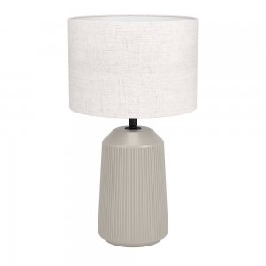 Керамическая настольная лампа песочного цвета с белым абажуром цилиндр «Capalbio»