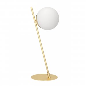 Латунная настольная лампа с белым плафоном шар «Rondo»