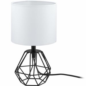 Чёрная металлическая настольная лампа с белым абажуром «Carlton»