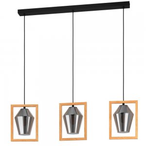 Тройной подвесной светильник с деревянными рамками «Viglioni»