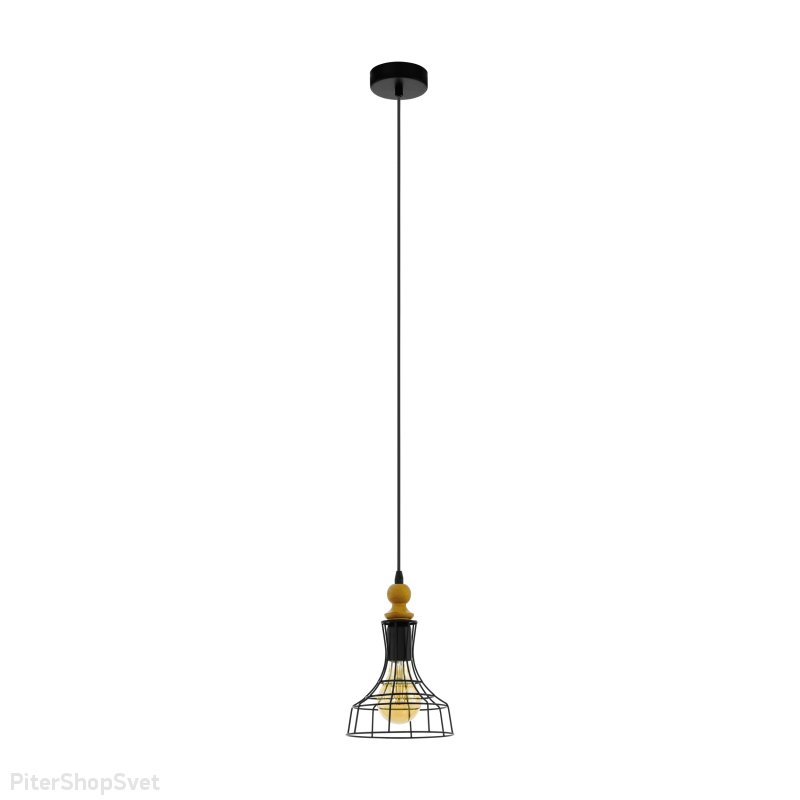 Подвесной светильник чёрный провод металлический абажур «Bampton» 33043