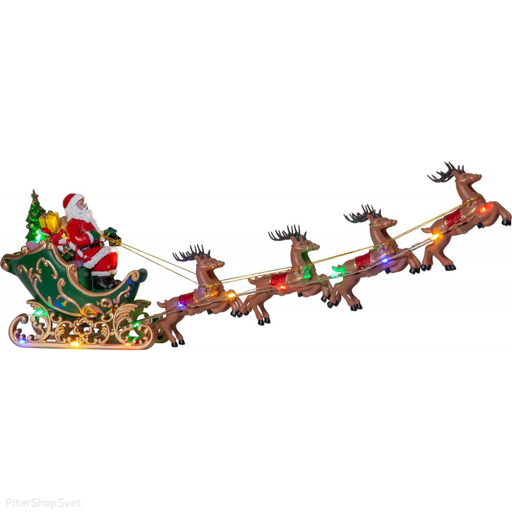 Световая фигурка на батарейках Санта Клаус в санях с оленями «DEERVILLE» 411261