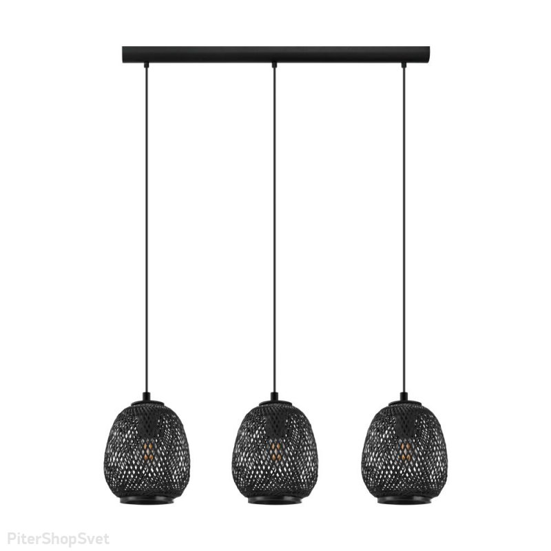 Чёрный тройной подвесной светильник «DEMBLEBY» 43266