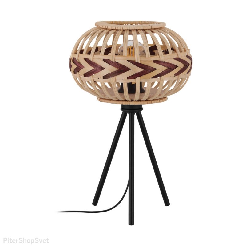 Настольная лампа на треноге с деревянным абажуром «Dondarrion» 43274