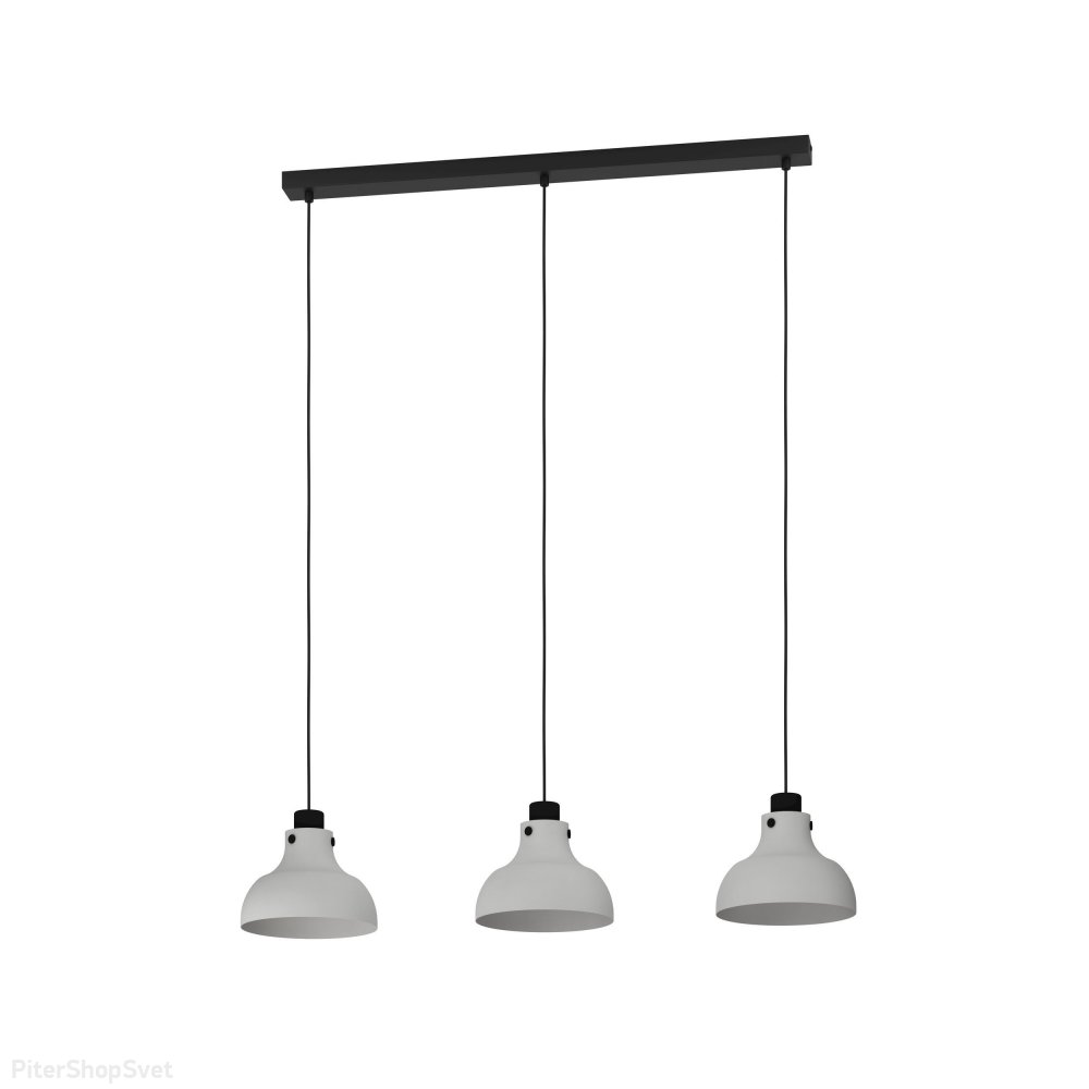 Тройной чёрно-серый подвесной светильник на длинном основании «Matlock» 43826