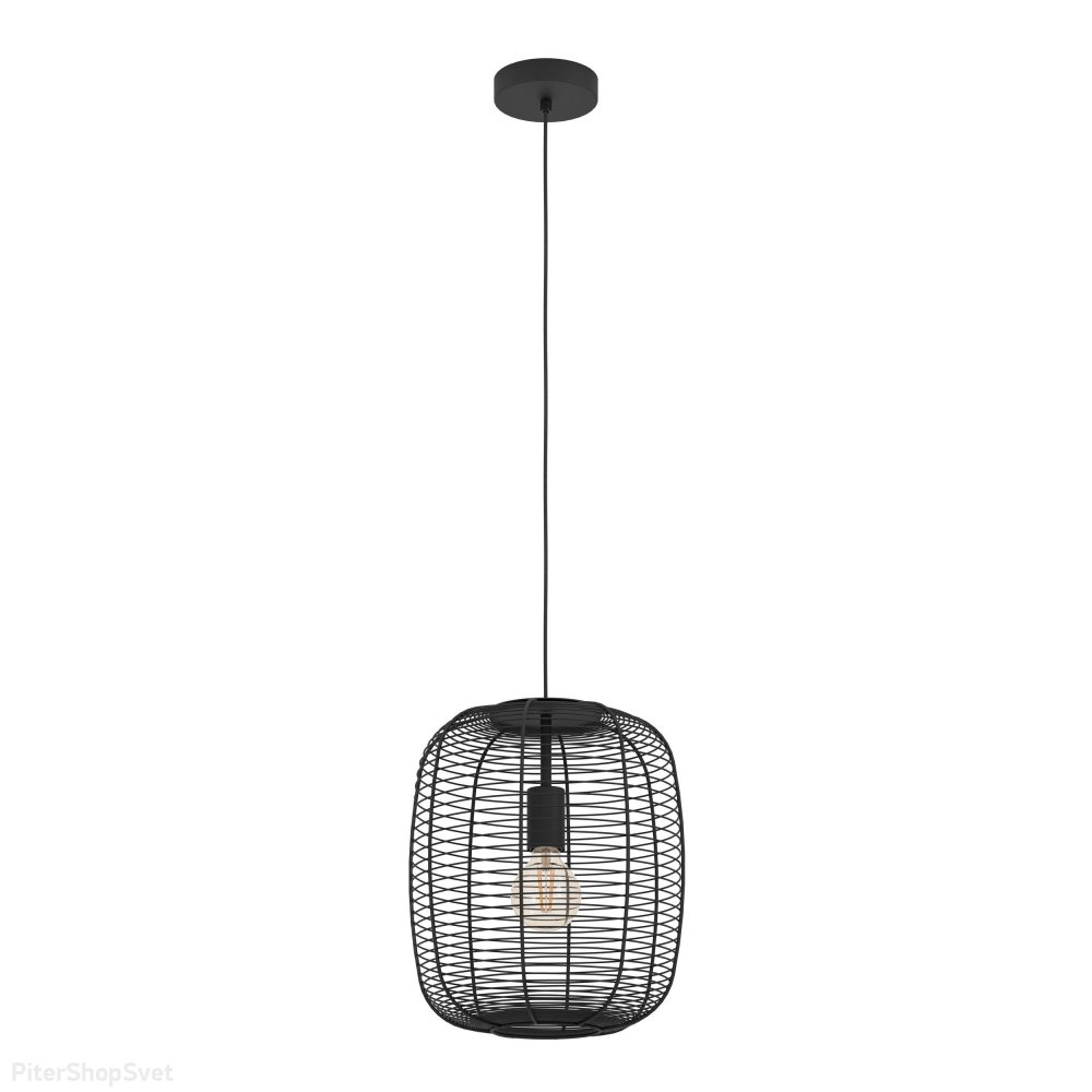 Чёрный подвесной светильник с плафоном клетка «Rinroe» 43965