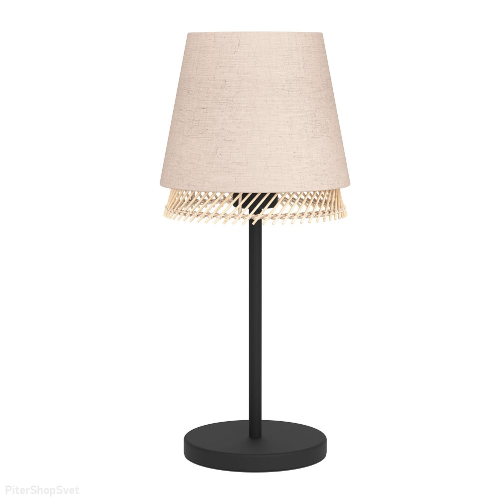 Настольная лампа с плетённым и текстильным абажуром «Tabley» 43977