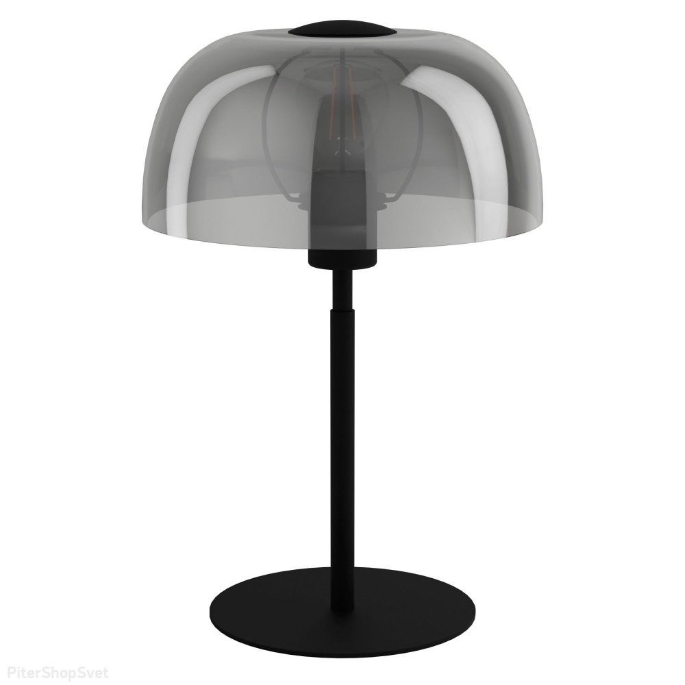 Чёрная настольная лампа с дымчатым купольным плафоном «SOLO» 900141