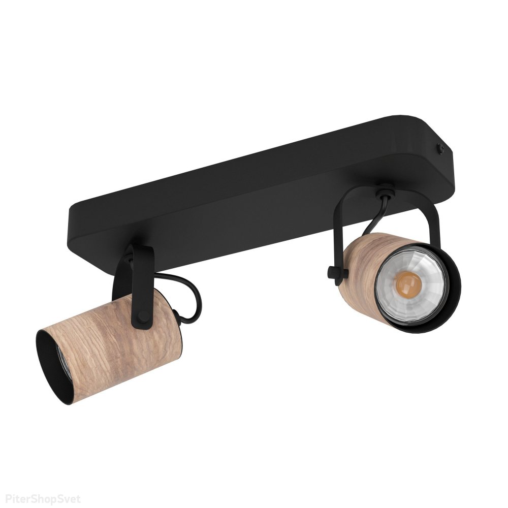 Двойной поворотный светильник спот с деревянными абажурами «Cayuca» 900437