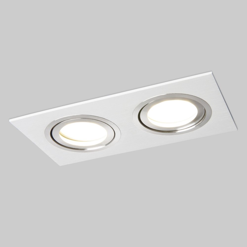 Двойной прямоугольный встраиваемый поворотный светильник «Mesku» 1051/2 WH белый