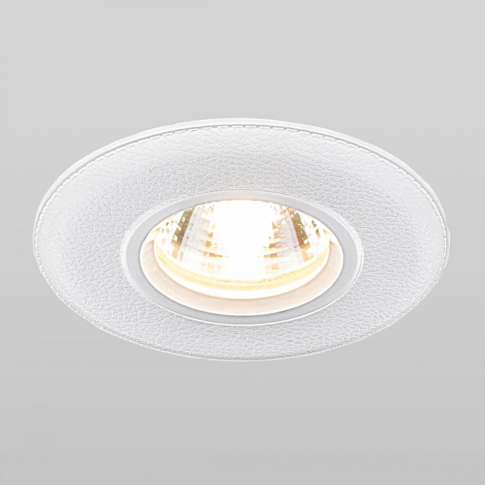 Белый круглый встраиваемый светильник с текстурой кожа «Pile» 107 MR16 WH белый